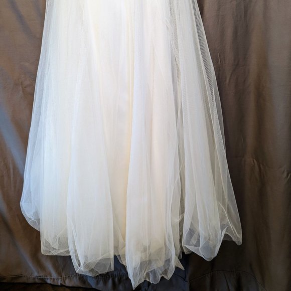 Strapless Wedding Dress with Tulle Slit Skirt - Picture 7 of 16